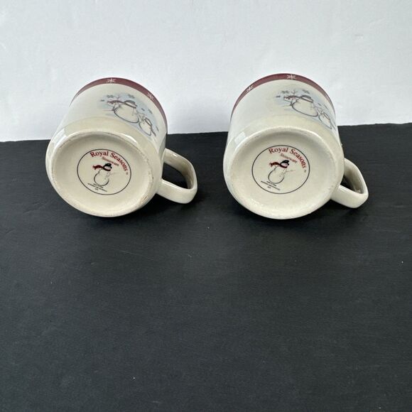 Royal Seasons‎ Stoneware Snowman Coffee/Tea Cups Set Of 2 - Picture 5 of 8